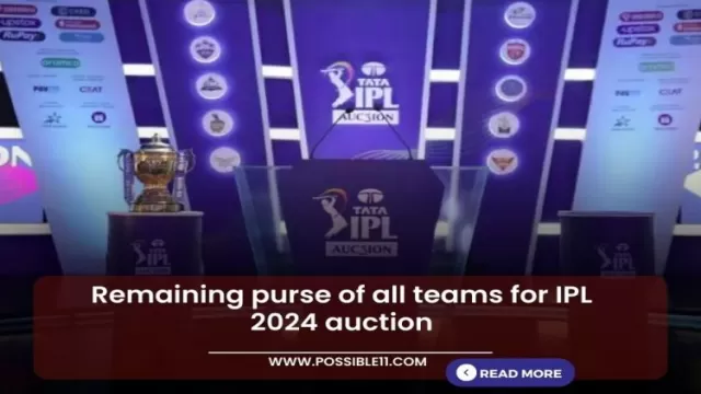 Remaining purse of all teams for IPL