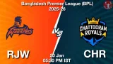 RJW vs CHR BPL 2025-26, Pitch Report, Head to Head, Playing 11, AI Prediction