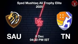 SAU vs TN SMAT 2025, Pitch Report, Head to Head, Playing 11, AI Prediction SAU vs TN SMAT 2025