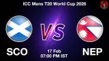 SCO vs NEP T20 WC 2026, Pitch Report, Head to Head, Playing 11, AI Prediction