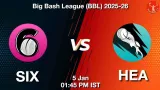 SIX vs HEA BBL 2025-26, Pitch Report, Head to Head, Playing 11, AI Prediction