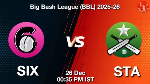 SIX vs STA BBL 2025-26, Pitch Report, Head to Head, Playing 11, AI Prediction