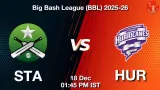 STA vs HUR BBL 2025-26, Pitch Report, Head to Head, Playing 11, AI Prediction