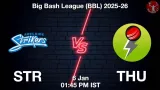 STR vs THU BBL 2025-26, Pitch Report, Head to Head, Playing 11, AI Prediction