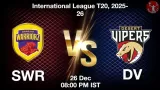 SWR vs DV,  Pitch Report, Head to Head, Playing 11, AI Prediction