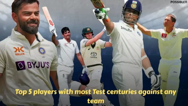 Top 5 players with most Test centuries against any team