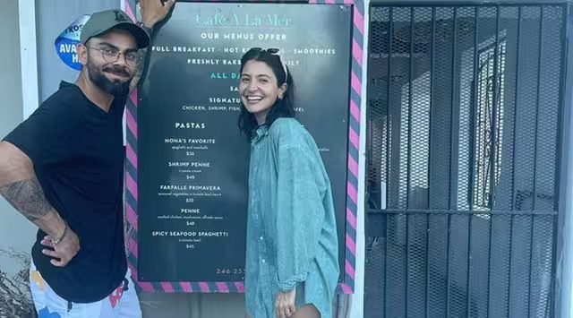 Virat Kohli and Anushka Sharma posed at a cafe in Barbados