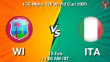 WI vs ITA T20 WC 2026, Pitch Report, Head to Head, Playing 11, AI Prediction