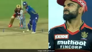 MI vs RCB: क्रिस लिन के हवाई छक्के को देखकर हैरत में पड़े विराट कोहली