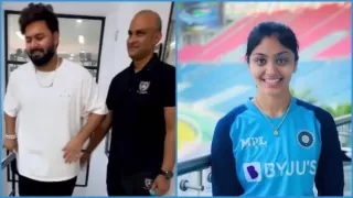 Rishabh pant was seen climbing stairs without support, Harleen Deol jokingly said