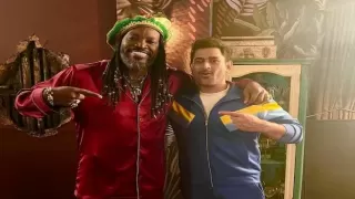 Universe Boss Chris Gayle meets MS Dhoni