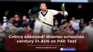 Warner roars back: 26th Test ton stuns critics in AUS vs PAK Test