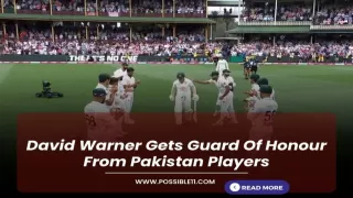 David Warner Gets Guard Of Honour From Pakistan Players