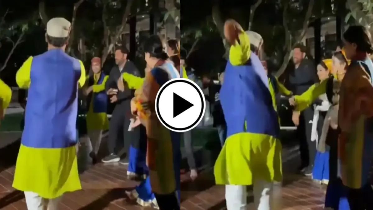 MS Dhoni and Shakshi Dhoni dancing on Garhwali Song at Rishikesh in Hindi