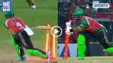 CPL 2025 : hit wicket on a wide ball, Video viral