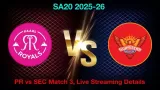 How to Watch Paarl vs Sunrisers Match 3, Live Streaming and Telecast, December 27, 2025