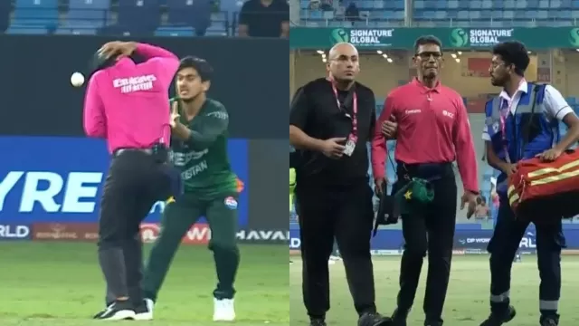 Pakistani wicket keeper hit the ball